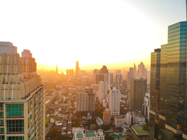 Moderne Stadt Gebäude Morgen Sonnenaufgang Luftbild Stadtbild — Stockfoto