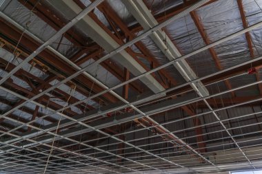 C line steel on ceiling room building renovate interior room modern building