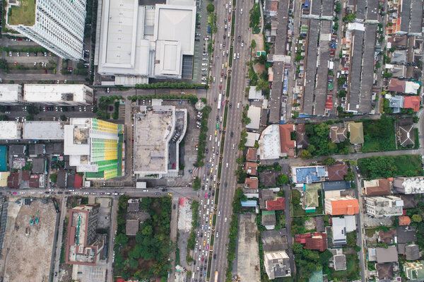 Aerial view of modern condominium buildings