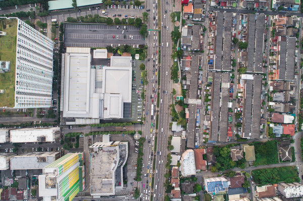 Aerial view of modern condominium buildings