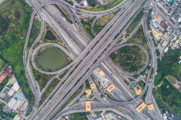 stock image Cross ciy road junction aerial view transport concept