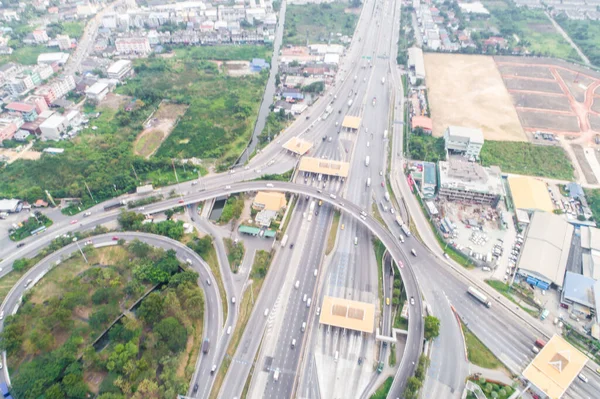 Cross Ciy Road Junction Aerial View Transport Concept — Stock Photo, Image