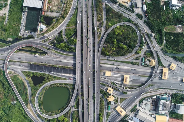 Traffic City Roads Aerial View — Stock Photo, Image