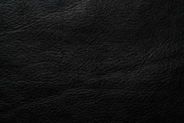Genuine Black Cowhide Leather Background — Stock Photo, Image