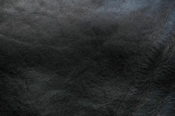 Echtes Schwarzes Rindsleder Hintergrund Vollnarbenleder Textur Luxus Echtem Leder — Stockfoto