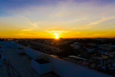 Sunrise, manzara şehir Bangkok manzarası. Tayland