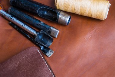 M-cüzdan DIY araçları için aracını kullanarak ile hakiki deri el sanatları nesne