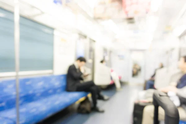 Mensen Verplaatsen Metro Trein Onscherpe Achtergrond Bewegingsonscherpte Stadsleven — Stockfoto