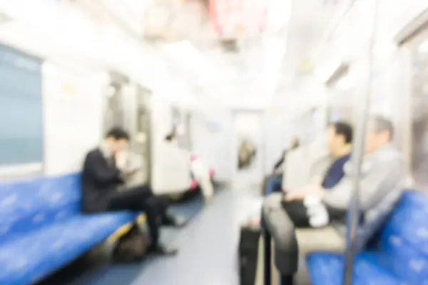 Mensen Verplaatsen Metro Trein Onscherpe Achtergrond Bewegingsonscherpte Stadsleven — Stockfoto