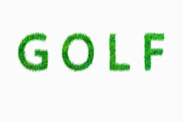 Golf Alphabet Aus Grünem Naturgras Auf Weißem Hintergrund — Stockfoto