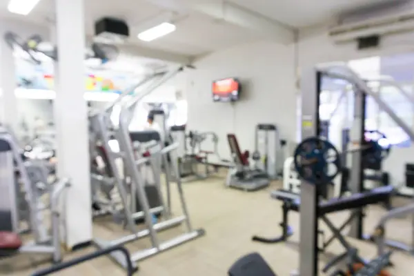 Sala Interior Gimnasio Moderno Borroso Con Equipo Concepto Saludable —  Fotos de Stock