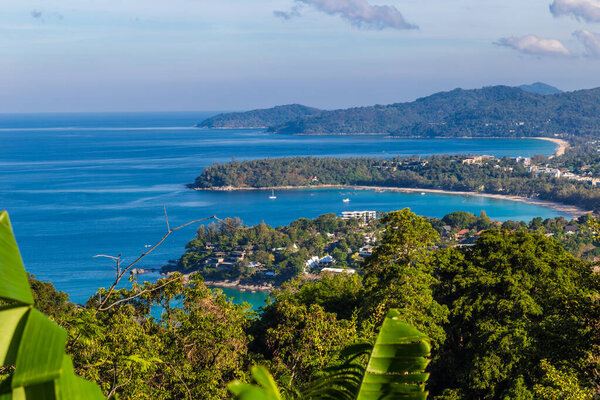 3 bay Karon View Point exotic sea water Chalong bay on south of Phuket island in Thailand