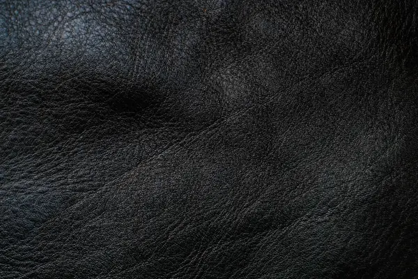 Black Genuine Fullgrain Cow Leather Texture Skin Background — Stock Photo, Image