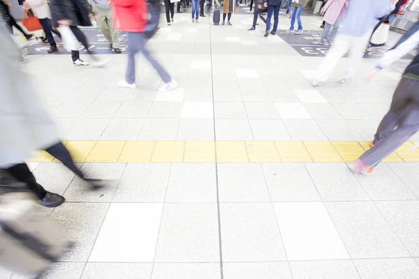 Motion blurred people movement in train staion, Kyoto Japan