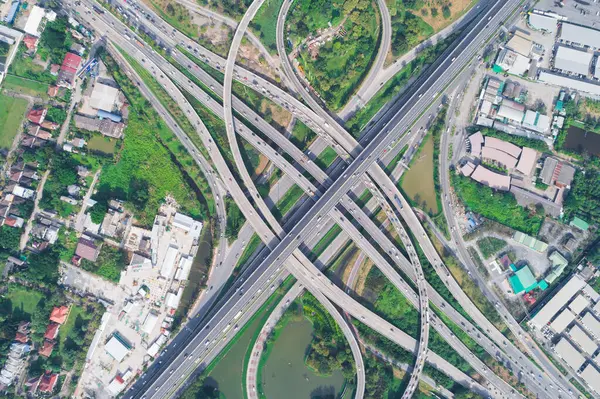 Aerial View City Transport Road Intersection Cross Road Transport Industry — Stock Photo, Image