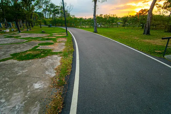 Asfalto Andando Correndo Estrada Bicicleta Parque Cidade — Fotografia de Stock