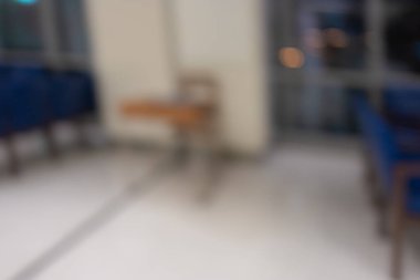 Modern hastane kliniğinin iç mimarisi, sağlık ve sağlık hizmetleri kavramının soyut bulanık arkaplanı