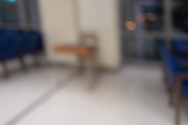 Modern hastane kliniğinin iç mimarisi, sağlık ve sağlık hizmetleri kavramının soyut bulanık arkaplanı