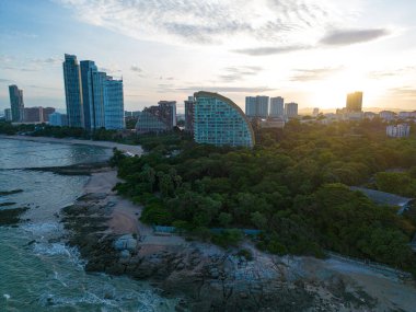 Hava manzaralı sahil Pattaya şehri  