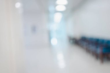 Özet olarak, lüks hastane ve klinik koridorları, modern hastane içinde arka plan için soyut bulanık.