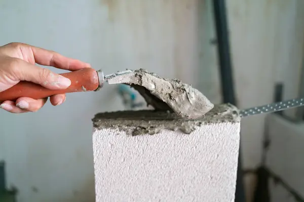 Cement plastering with white brick interior building new house renovate industry