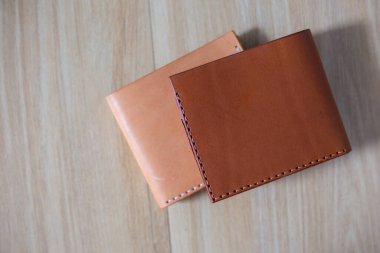 Genuine leather bifold money wallet with crafts tool craftmanship working