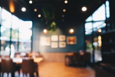 Çekimser, kapalı bir lokanta, ahşap zemin, pencere yiyecekleri ve içecek arka planı.