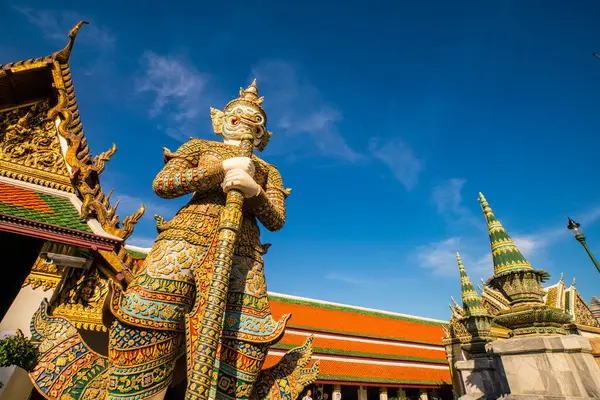 stock image Giant Guardians of Wat Phra Kaew Temple of the Emerald Buddha, First sightseeing in bangkok Thailand