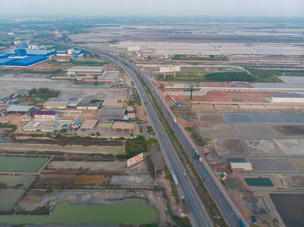 stock image Salt field food industry aerial view Samut Sakorn Thailand