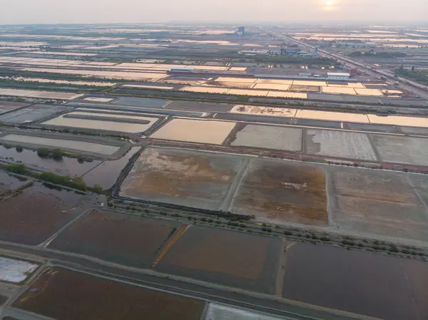 Stock image Salt field food industry aerial view Samut Sakorn Thailand