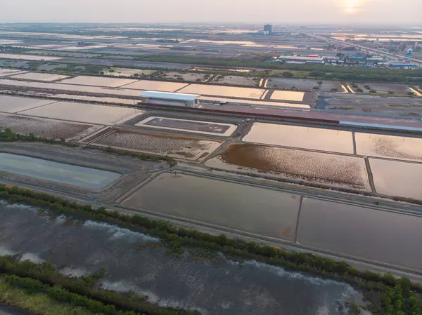 stock image Salt field food industry aerial view Samut Sakorn Thailand