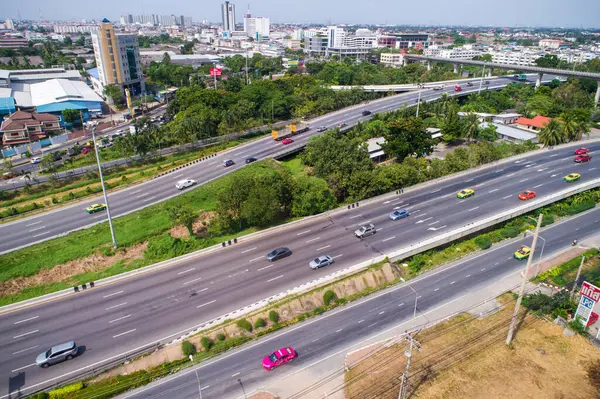 stock image Expressway cross road aerial view day time of non urban