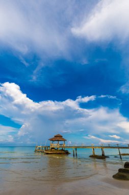 Idyllic White 's sans sea beach tropikal yağmur ormanı adası güneşli yaz tatili arka planı