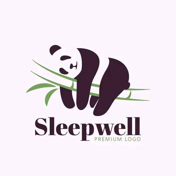 Design Logotipo Panda Adormecido Com Conceito Espaço Negativo Mínimo Vetor De Stock