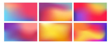 Canlı gradyan arka plan koleksiyonu. Soyut çok renkli yumuşak ağ gradyan kümesi.