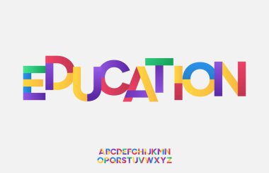 Eğitim için renkli tipografi modern alfabe olay metni veya çocuk malzemesi