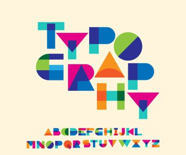 Renkli kaplama Typography geometrik alfabe harfleri