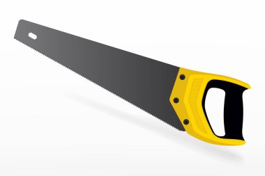 El testeresi. Vektör Demir Testeresi İzole Edilmiş Resimler. Marangoz Aletleri, Ahşap Kesme Ekipmanları