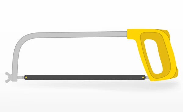 Frame Hacksaw Vektorová Žlutá Ruční Pila Izolovaná Ilustrace Tesařský Nástroj — Stockový vektor