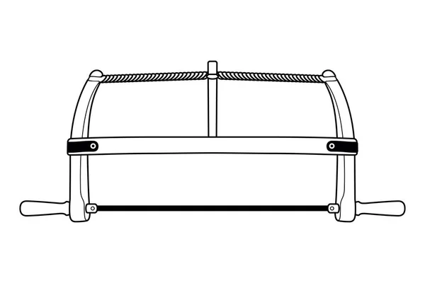 Bow Saw Outline Illustration Isolée Par Scie Métaux Vectorielle Outil — Image vectorielle