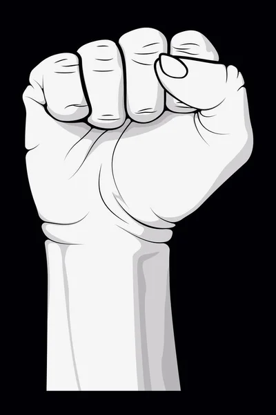 モノクロームの拳を握り締めた 抗議の象徴 ベクターイラストハンドフィストサイン — ストックベクタ