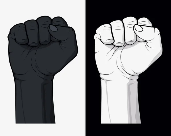 升起的紧握的拳头 革命和抗议的象征 矢量图解手拳签署 — 图库矢量图片