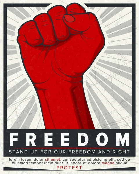 Plakat Wolności Plakat Protestacyjny Wychowana Pięść Proteście Ilustracja Wektora — Wektor stockowy