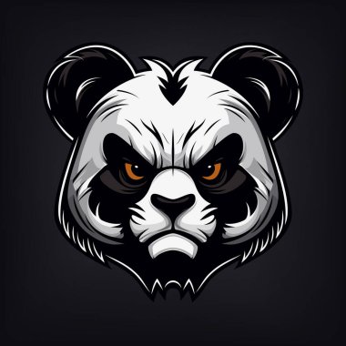 Determined and Aggressive Panda. Vector Icon Cartoon Character. Wildlife Animal Logo Design