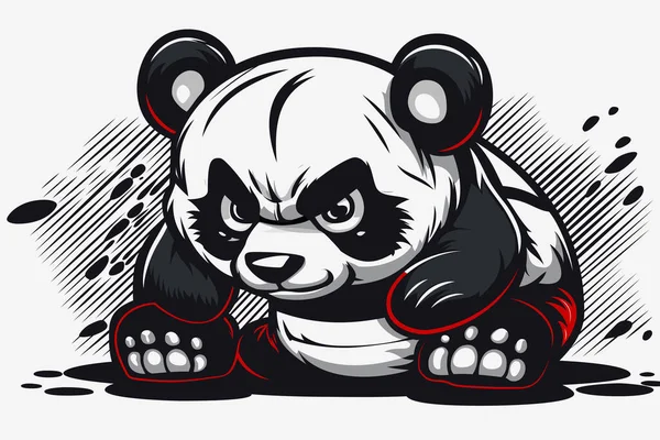 Panda Mignon Mais Agressif Icône Vectorielle Personnage Bande Dessinée Faune — Image vectorielle