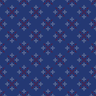 Japon Sashiko Kusursuz Vektör Örnekleri. Asya Nakış Motifleri. Soyut Tekrarlayan Geometrik Arkaplan