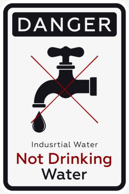 İçme suyu değil. İçki Yasağı İşareti: Bu musluktan su içmek yasaktır. Bu suyu içmek yasaktır - Sembol Şablonu. Vektör Yazdırılabilir İmzası