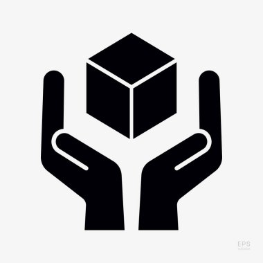 Dikkatli olsana. Kırılgan Madde Koruması. Paketleme Sembolü. Hasarı önlemek için nazikçe idare edilmesi gereken nesneleri imzala ve etiketle. Eller Simgesi - Vektör Sembolü.