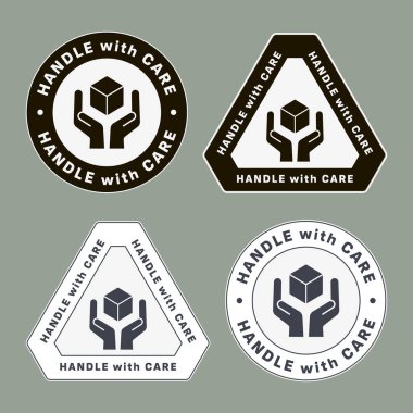 Dikkatli olsana. Kırılgan Madde Koruması. Paketleme Sembolü. Hasarı önlemek için nazikçe idare edilmesi gereken nesneleri imzala ve etiketle. Eller Simgesi - Vektör Sembolü.