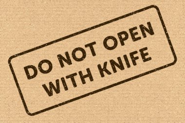 Do Not Open With Knife. Protective Packaging Instruction. Packaging Symbol. Sign and Label Indicating Items That Require Opening Without Blades to Avoid Damage to Contents or Packaging. Knife and Box - Vector Symbol clipart